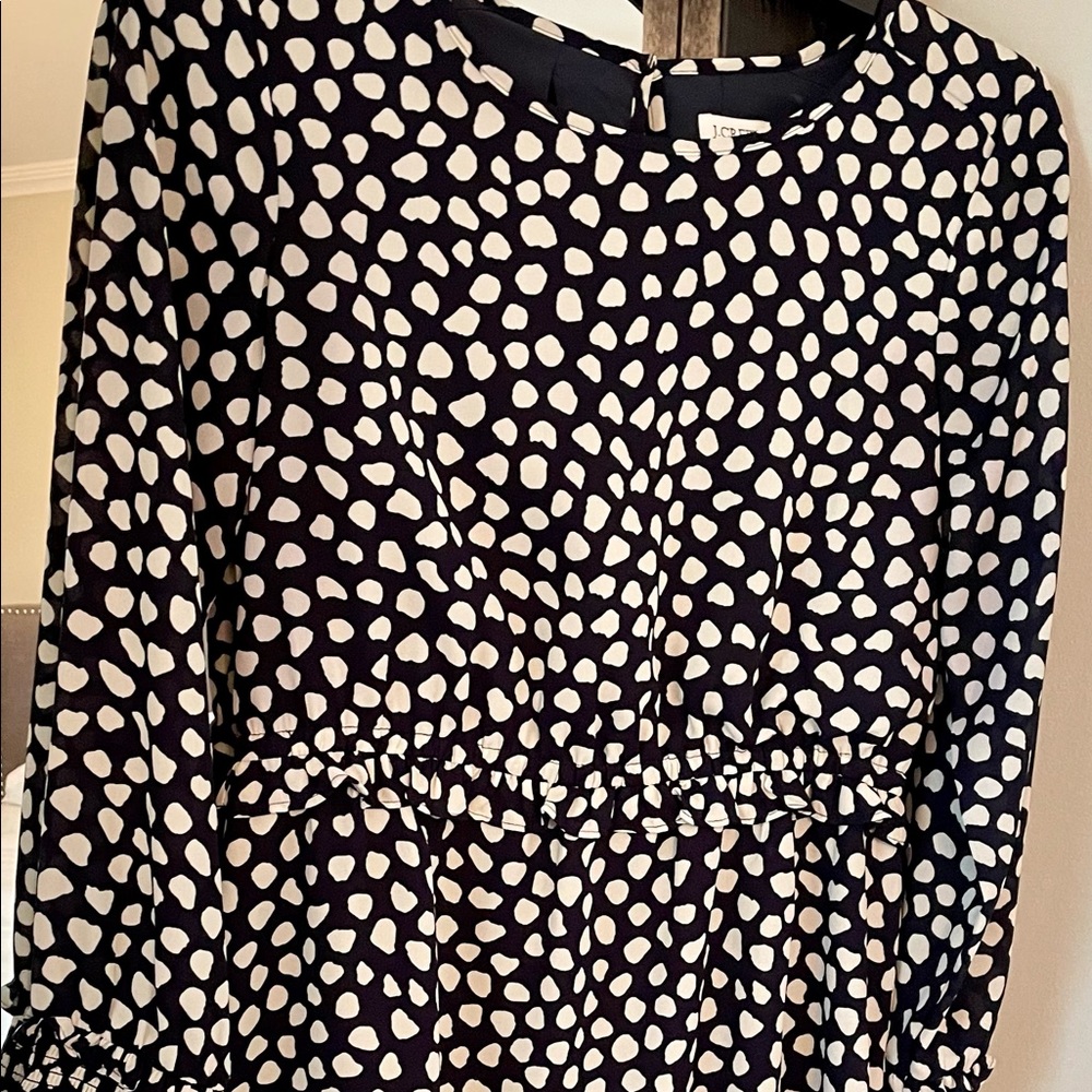 J.Crew Dress Navy & White Dotted Dress - Picture 5 of 5